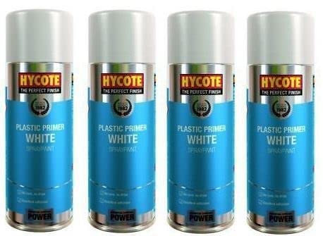 Hycote XUK610 White Plastic Primer Spray Paint 400ml X 4