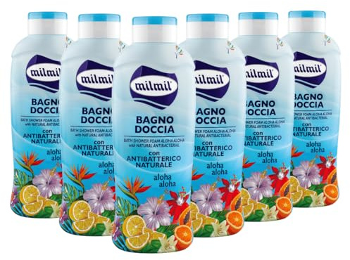 MILMIL Aloha Aloha - Baño de ducha antibacteriano natural - 1000 ml - Paquete de 6 unidades