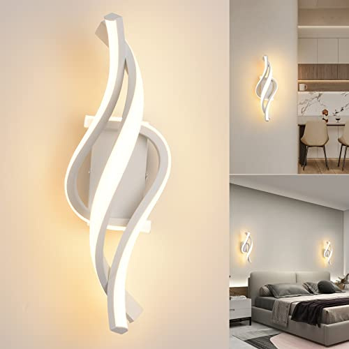 LED Wandleuchte Innen, 22W Wandlampe,Modern Innenwandleuchte,3000K Warmweiß Wandbeleuchtung,Up Down Innenleuchte Wandlichter,gebogene Design wandleuchten für Wohnzimmer Schlafzimmer Treppenhaus Flur