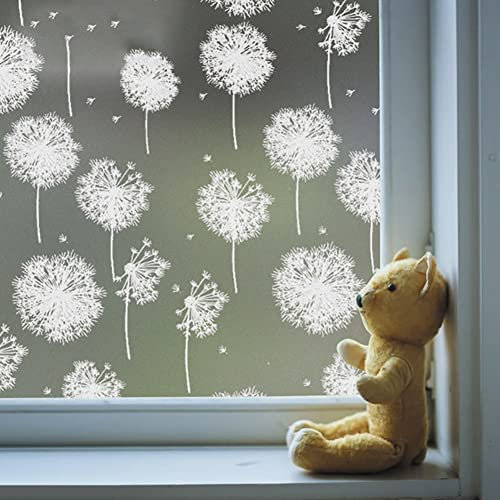 Hoonng Window Film Privacy Stained Glass, Pattern Dandelion, 44.5x200cm