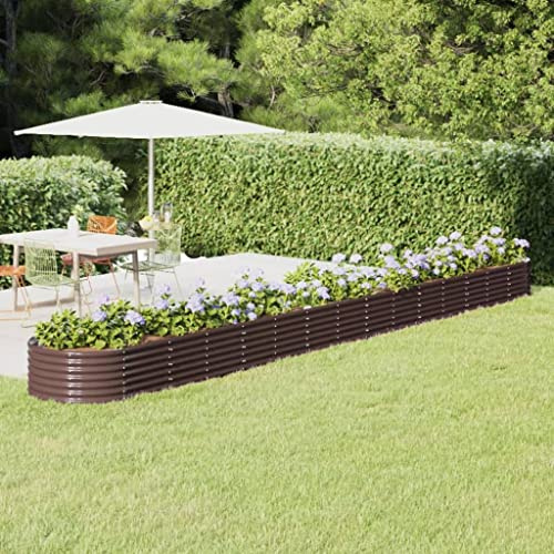 Jardinière Acier Enduit de Poudre Marron 620x80x36 cm WIFESE Grande Taille Balcon Potager sur Pieds