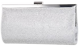 CORIOS Abendtasche Damen Strasssteine Clutch Bag Strass Handtasche Diamant Klein Tasche Kette Elegante Schultertasche Umhängetasche für Hochzeit Bankett-Party Abschlussball Silber