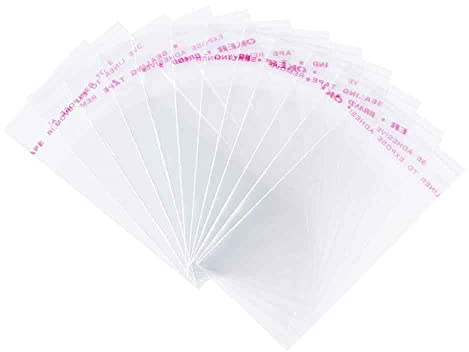 Clear Self-Adhesive Resealable Plastic Bags for Cards, Envelopes, Clothing Storage (100, 40 cm x 50 cm)