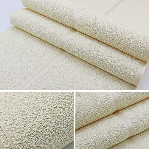 Juodkeo Faux Hirschfell Vliestapete für Wohnzimmer, 3D Moderne Beflockungstapete für Schlafzimmer, TV Hintergrund, Nicht Selbstklebend, 0.53x9.5m, Beige