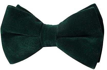 HOULIFE Papillon da uomo - Papillon regolabile in velluto pre-annodato, papillon tinta unita con farfalle per sposo, matrimonio formale con confezione regalo (doppio strato), verde scuro, 12x7cm