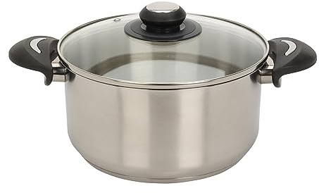 Spetebo Edelstahl Kochtopf mit Glasdeckel - 3,5 L / 22 x 17,5 cm - Universal Küchentopf mit Griffen - Topf für Nudeln Kartoffeln Suppen Eintopf für alle Herdarten spülmaschinenfest