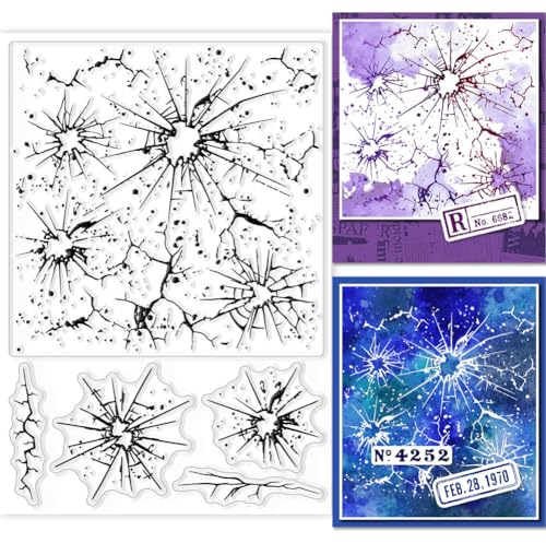 GLOBLELAND Silikonstempel Hintergrund Klare Silikon Stampl Zerbrochenem Glas Stempel Unregelmäßiger Hintergrund Clear Stamps für DIY Journal Scrapbooking Fotoalbum Kartenherstellung