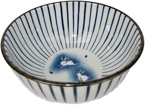 j-pure hitomi Japanische 15,7 cm Durchmesser Tokusa mit Kaninchenmuster, große Reisschale, Donburi, Suppe, Nudeln oder Servierschüssel, Mehrzweckschüssel, Chawan aus Japan KG328106