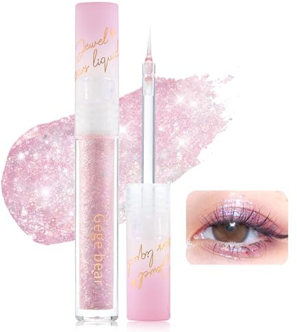 Erinde Liquid Eyeliner Pailletées, fard à paupières liquide et eyeliner 2 en 1, Longue Tenue Eye Liner Waterproof, Maquillage Des Yeux Coréens, #08 Bulle ambiguë