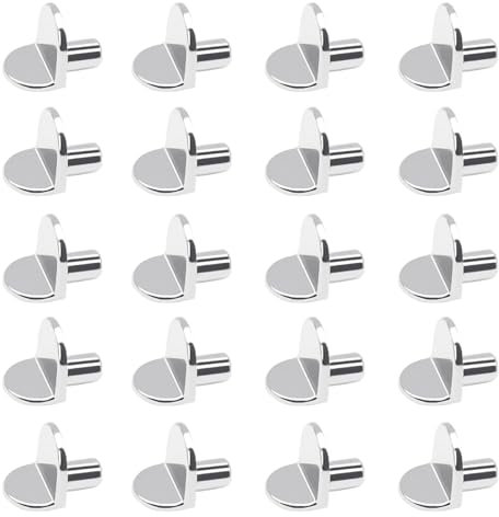 Desenda 20pcs 5mm Shelf Support Pegs L Shape Solid Metal Furniture Shelf Bracket Pegs Pins for Kitchen Cabinet Bookcase Closet Wardrobe Cupboard Wood Glass Shelves Supports - Silver