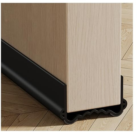 Veki 100cm Bas de Porte Isolant, Boudin de Porte Anti Froid, Joint de Porte Anti Bruit, Phonique Thermique Bande d'Étanchéité Protège des Courants d'air et des Insectes (Noir, Largeur 3.5-5.5 cm)