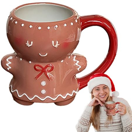 Whrcy Tasse Bonhomme Pa in D'épice,Tasse en Céramique avec Bonhomme en Pa in D'épices, Tasses À Café en P ain D'épice, Mug Noel Bonhomme De Neige avec Poignée Tasse De Thé Au Lait Verres À Boire