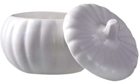 OLACD Cuenco de cerámica para estofado con tapa, cuenco de sopa versátil con forma de calabaza para el hogar