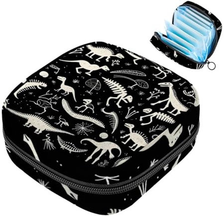YTYVAGT Perioden-Tasche, Aufbewahrungstasche für Damenbinden, Dinosaurier-Eier, Knochen, Skelette, Tampon-Tasche für Geldbörse