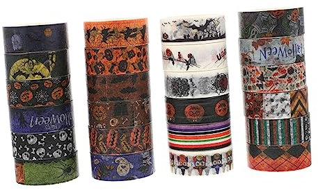 Operitacx 24stücke Halloween Washi Tapes Dekorative Klebebänder Für Scrapbooking Planer Und Bastelprojekte Selbstklebende Leichte Und Handreißbare Klebebänder Festlichem Design