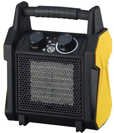 Stak Generatore d’Aria Calda 5kW – Riscaldatore Ceramico Portatile con Ventola, 2 Velocità, Termostato di Sicurezza – Asciuga Intonaci e riscalda