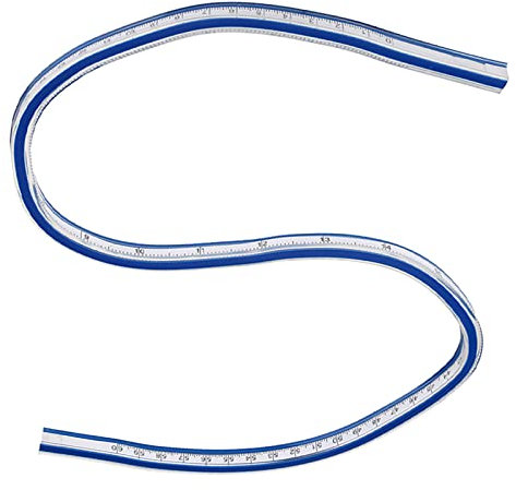 Flexibles Kurvenlineal, Biegbar und Vielseitig, Ideal für den Professionellen Zeichenbrettgebrauch, aus Weichem Kunststoff (60CM)