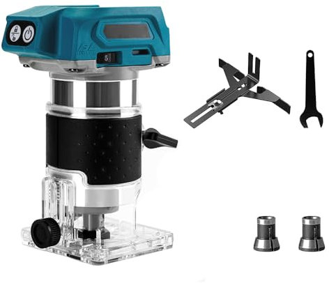 Akku Kompaktfräse für Makita 18V Akku (ohne Akku und Ladegerät), Electric Hand Holz Oberfräse Kantenfräse, Bürstenloser Akku Holzfräswerkzeug, Einhandfräse,Trimmfräser, Holzschneiderfräser (A)