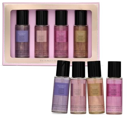 Victoria's Secret 4-teiliges glitzerndes Mini-Geschenkset aus der Duftnebel-Kollektion – Shimmer Edition, verschiedene Düfte