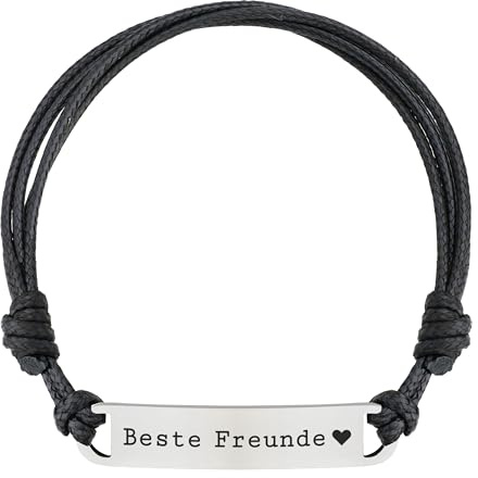 Lumari Gold Personalisierte Gravur Armband - Partner Armband mit Namen, Edelstahl Platte für Damen & Herren - Langlebiges Geschenk zum Geburtstag, Schwarz/Silber