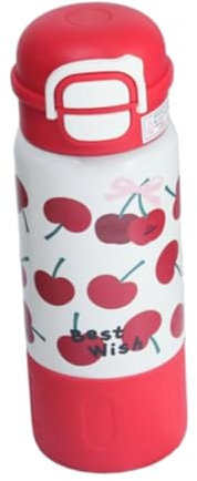 Colcolo Isolierte Wasserflasche für Kinder, Trinkflasche, entzückendes Cartoon-Geschenk, süßer Wasserbecher, Trinkbecher für Büro, Wandern, Outdoor, Rote Kirsche