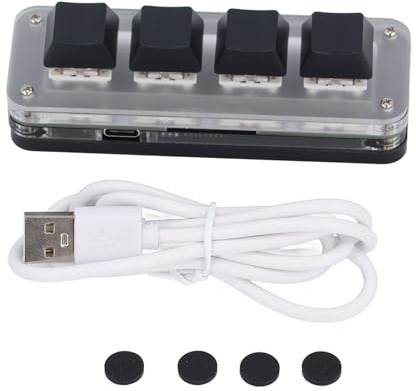 Fafeicy 3 Teclas Personalizadas Copiar Pegar Atajos Mini Teclado Mecánico Teclado Programable para Juegos OSU Trabajo de Oficina con LED RGB, Teclado Mecánico para Juegos