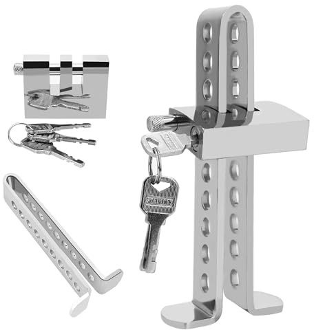 Heavy Duty Car Pedal Lock Anti Theft Device Stainless Steel Adjustable Brake and Clutch Pedal Lock Security System with 3 Keys Universal Car Van Truck Vehicle Security Lock
