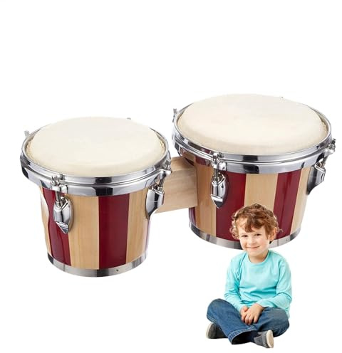 Bongo Drum, 2,5 kg Professional Wooden Hand Drum Set, 6 & 7in Bongos, Perfect for Kids, Adults & Beginners, Educational Percussion Instruments to Music Learning & Practice