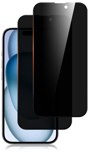 ZGCE 2 Piezas Protector Pantalla Privacidad para iPhone 16, iPhone 15 (6,1 Pulgadas), Cristal Vidrio Templado Antiespía