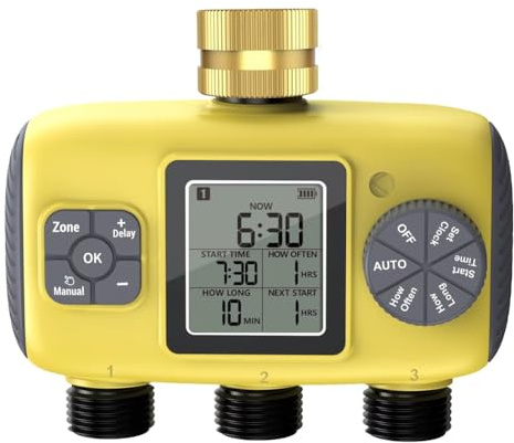 Ohulelks Minuterie D'Arrosage Automatique à 3 Sorties, Système D'Arrosage de Jardin, Contrôle, Programmateur D'Arrosage, Outils