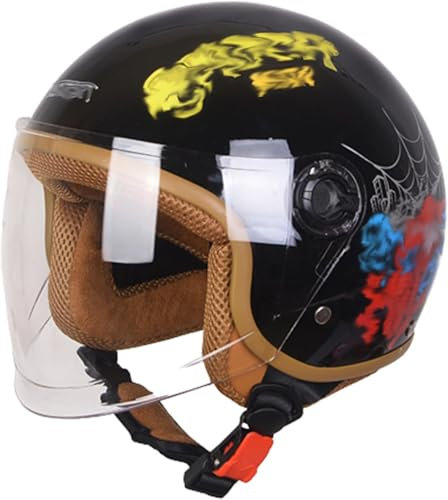 Barnmotorcykelhjälm, Scooterhjälm Jethjälm Med Solskydd Scooterhjälm För Flickor Mopedhjälm För Pojkar Snabbfäste D,48~58 cm