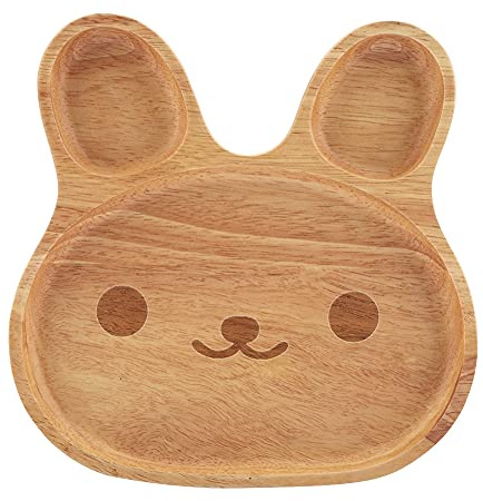 ANKROYU Assiette en bois Enfant Snacks Snacks servant un plateau adorable lapin de lapin, vaisselle pour enfants (bonheur)