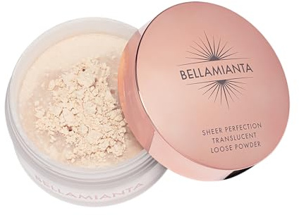 Bellamianta Sheer Perfection Translucent Loose Powder, Ultra-Fine Milled, Vitamin E & Hyaluronic Acid, 22g, Airbrushed Finish, Setting & Baking