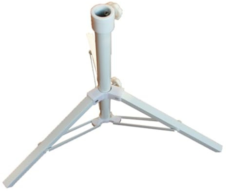 TOYANDONA Pied de Parasol Blanc Pliable avec Base Croisée Support Portable pour Parasol de Plage et Jardin Fixation Réglable pour Tiges Variées et Gain de Place