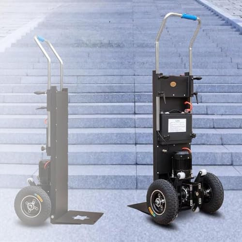 Elektrischer Treppensteiger Treppensackkarre Elektrisch Griff Höhenverstellbar Tragkraft 400kg für Familienumzüge Lagerlogistik Verteilu (Black)