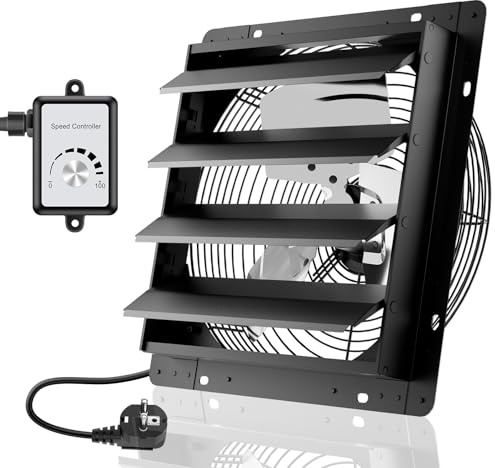HG Power 350mm Abluftventilator mit Drehzahlregler Industrie Wandventilator mit EC Motor 2200m³/h Wandlüfter Regelbar Aluminium Fensterventilator für Keller Garage küche
