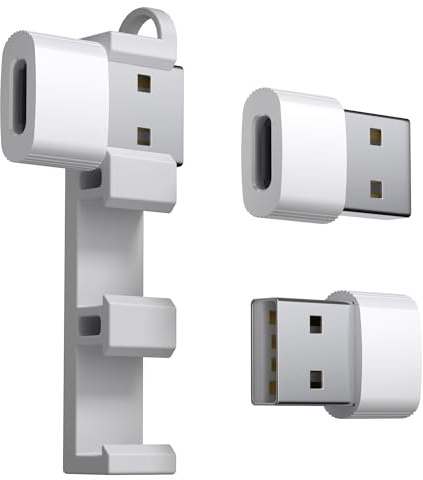 TIANSONG USB to USB C Adapter,3Pack USBC Female to USB A Male with Convenient Carrier, Type C Converter for iPhone 17/16/15/14/13/12, iPad, iWatch, AirPods,Galaxy S25/S24 (White)