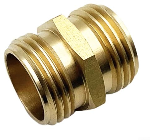 Zilimontt Adaptador de manguera de jardín de latón macho a macho, conector rápido de 3/4 pulgadas para accesorios de lavado a presión y equipos de alimentación al aire libre, paquete de 2