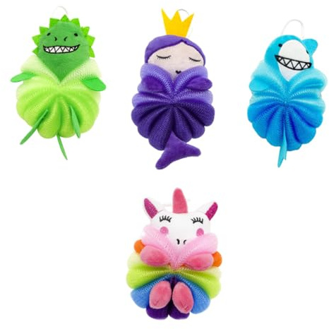 POPETPOP Boules De Bain Moussantes Dessin Animé 4 Pièces Moelleuses Légères Garçon Et Filles Bébé Bain Suspendues Créateurs De Bulles Pour
