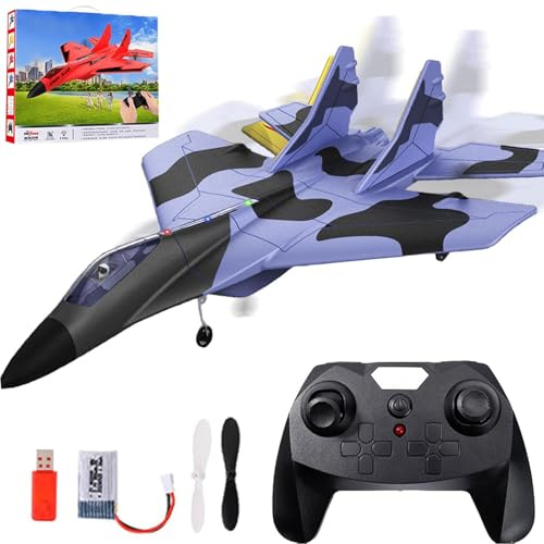 2026 New Remote Control Airplane, RC Flugzeug Spielzeug, 2,4 GHz Ferngesteuertes Flugzeug mit LED Licht & 360° Flip, Schaum RC-Segelflugzeugspielzeug für Anfänger, Kinder und Erwachsene (Lila)