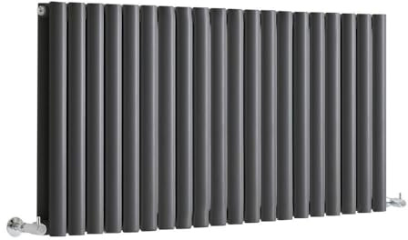 MILANO Anthracite Horizontal Double Oval Panel Radiator 595 x 1180mm