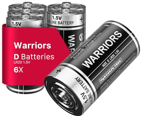 Warriors 6X D Batteries LR20 1.5V Alkaline Battery Long Lasting Power | Up to 10-year shelf life for toys, torches, radios, flashlights, lanterns and household devices
