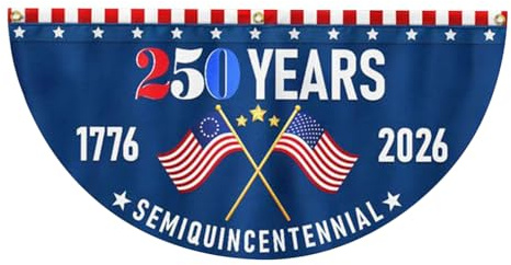 Banner zum 250. Geburtstag, Fanform, patriotische Flagge, 0,5 x 0,9 m, 1776-2026 Feier, Rot Weiß Blau Wimpelkette, Haltbarkeit Outdoor Ornament, für Garten, Hinterhof, Balkon, Haus