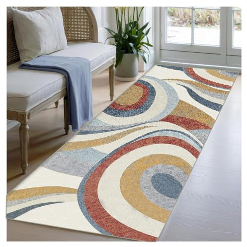 BORKOY Tappeto Corridoio Lungo 5 Metro Antico Passatoia Cucina Antiscivolo Lavabile Tappeto Runner per Ingresso Lavanderia Tappeto Morbido Pelo Corto Stile Géométriques Moderno 70x500cm