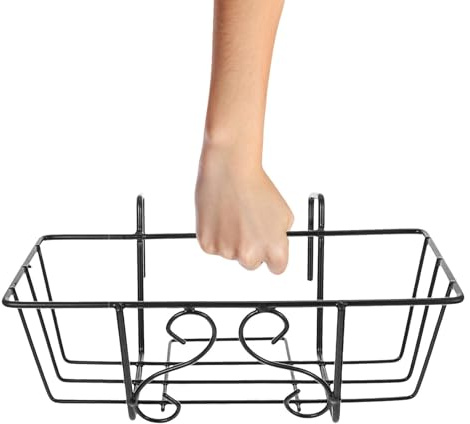 DECHOUS Portavaso da Appendere in Ferro per Ringhiera, Mensola per Piante Sospesa da Terrazza, Supporto per Fioriere da Balcone Nero Gancio Quadrato, Accessorio per Giardinaggio Esterno