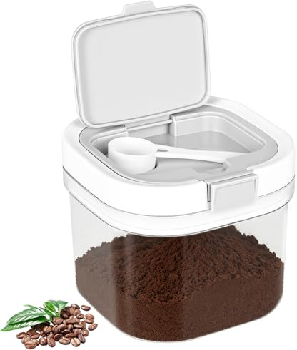 Kaffeedose 800ml, Kaffeebohnen Behälter mit luftdichten Deckel und Löffel | Kunststoff Lebensmittel Lagerung Container, Kaffeebohnen Aufbewahrung Kaffeebehälter für Mahl, Bohnen, Tee und Getreide
