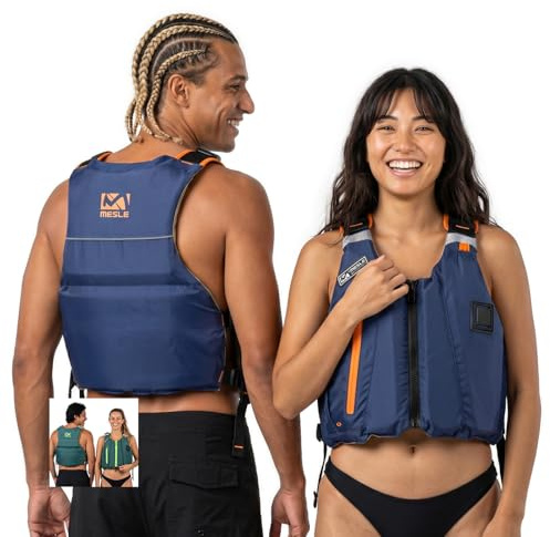 MESLE SUP & Kajak Schwimmweste Ara 50N Unisex 50–120 kg – Full-Back Design, mit Tasche & Handyhülle | Leichte Schwimmhilfe Damen & Herren für Stand Up Paddling, Paddeln, Angeln & Wassersport
