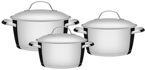 Tramontina Batería de Cocina Allegra Inox Fondo Triple 3 Piezas