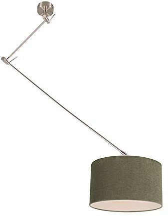 Qazqa Esstisch Modern Pendelleuchte, Pendellampe - Blitz - Grün, Rund, 100cm, Ideal als Esszimmerlampe, Flur, Küche lampe, Schlafzimmerlampe und Wohnzimmerlampe