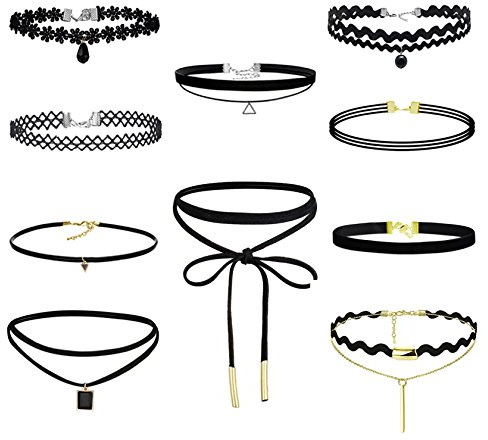 MILAKOO Spitze Choker Damen Vintage Halskette Mädchen Gotic Halsbänder Set Tattoo Kragen weiß schwarz
